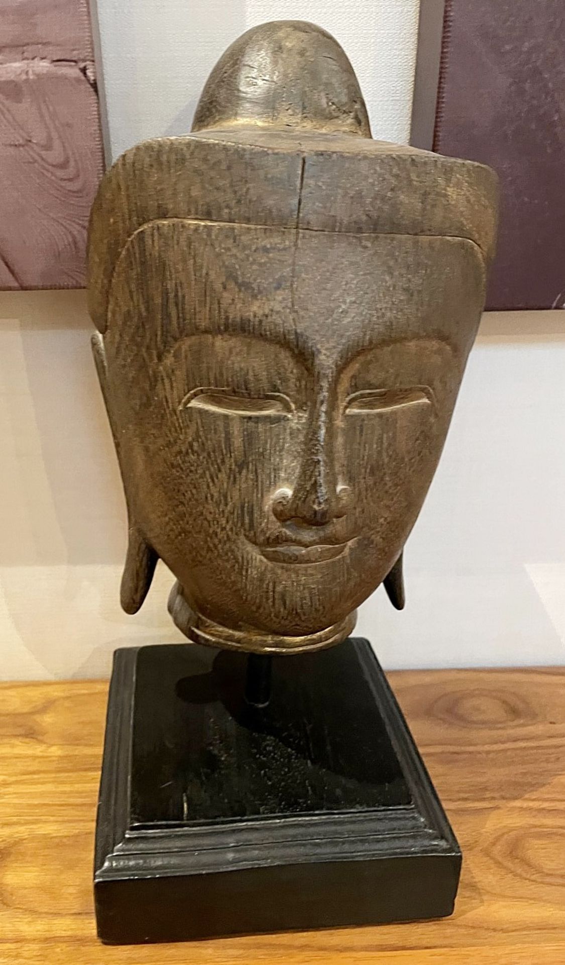 1 x Large Budha Head Statue On Plinth - Dimensions: 15 x 15 x H35cm - Ref: SGV150 - CL672 - NO VAT - Image 2 of 6