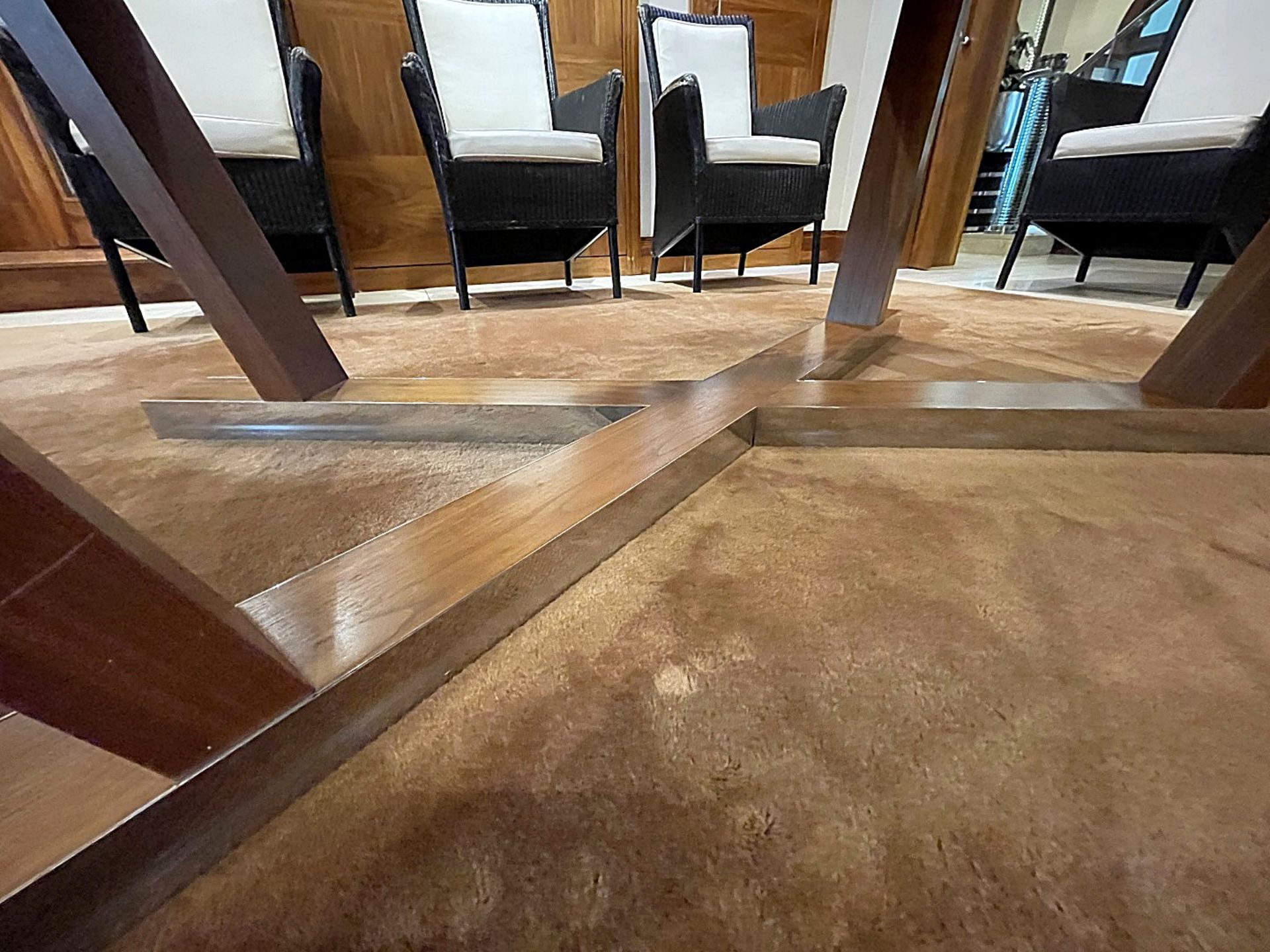 1 x Glass -Topped 2-Metre Long Dining Table In Walnut - Dimensions: 200 x 111 x H77cm - NO VAT - Image 8 of 16