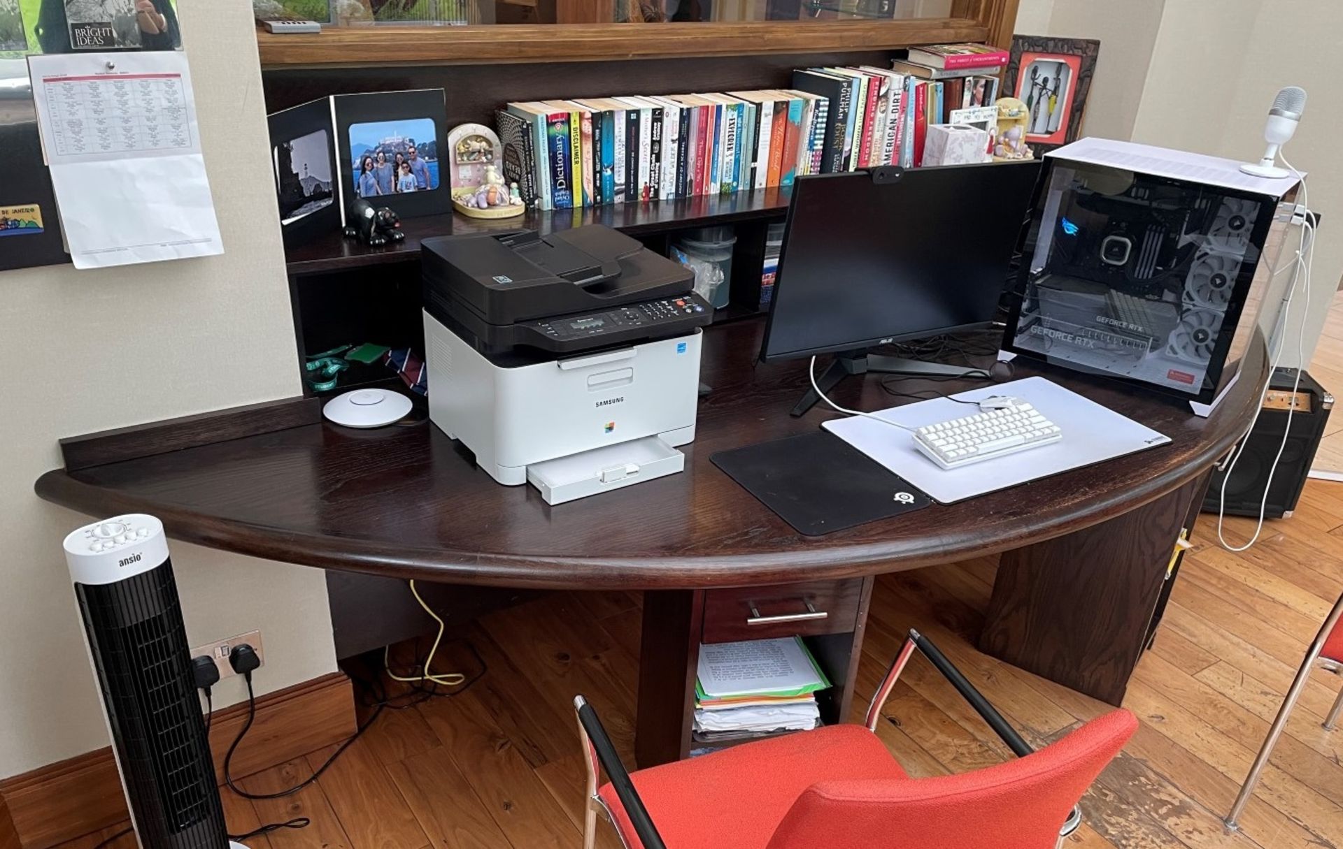 1 x Bespoke Fitted Solid Wood Office Suite With 5-Door Sideboard Storage And Semicircular Desk - Image 4 of 22