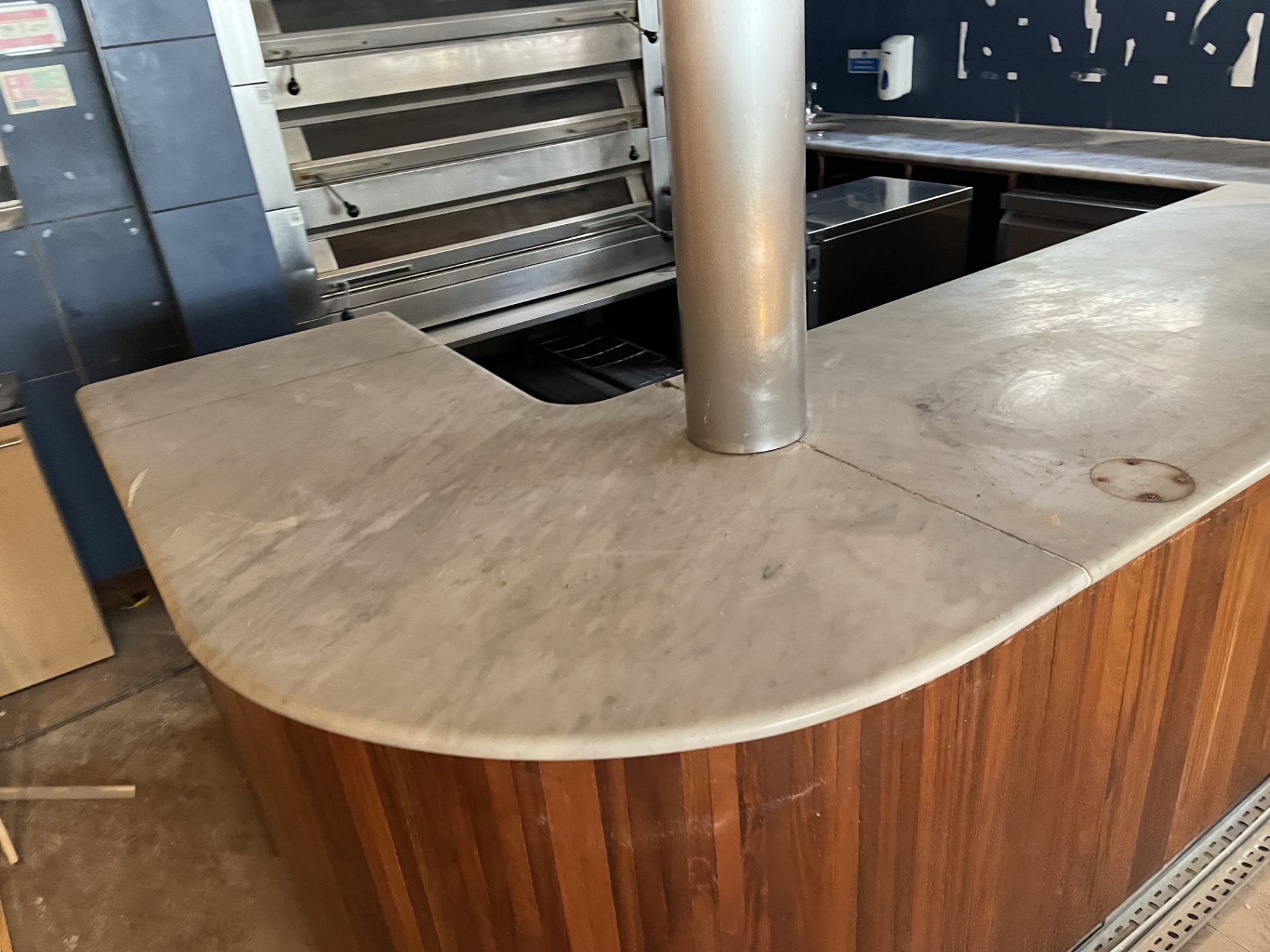 1 x Restaurant Service Bar Featuring Marble Top, Wood Panel Fascia and Rear Prep Area With Hand Wash - Image 3 of 15