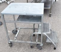 1 x Mobile Packers / Shelf Stacker Trolley With Pull Out Steps - Recently Removed From Major Superma