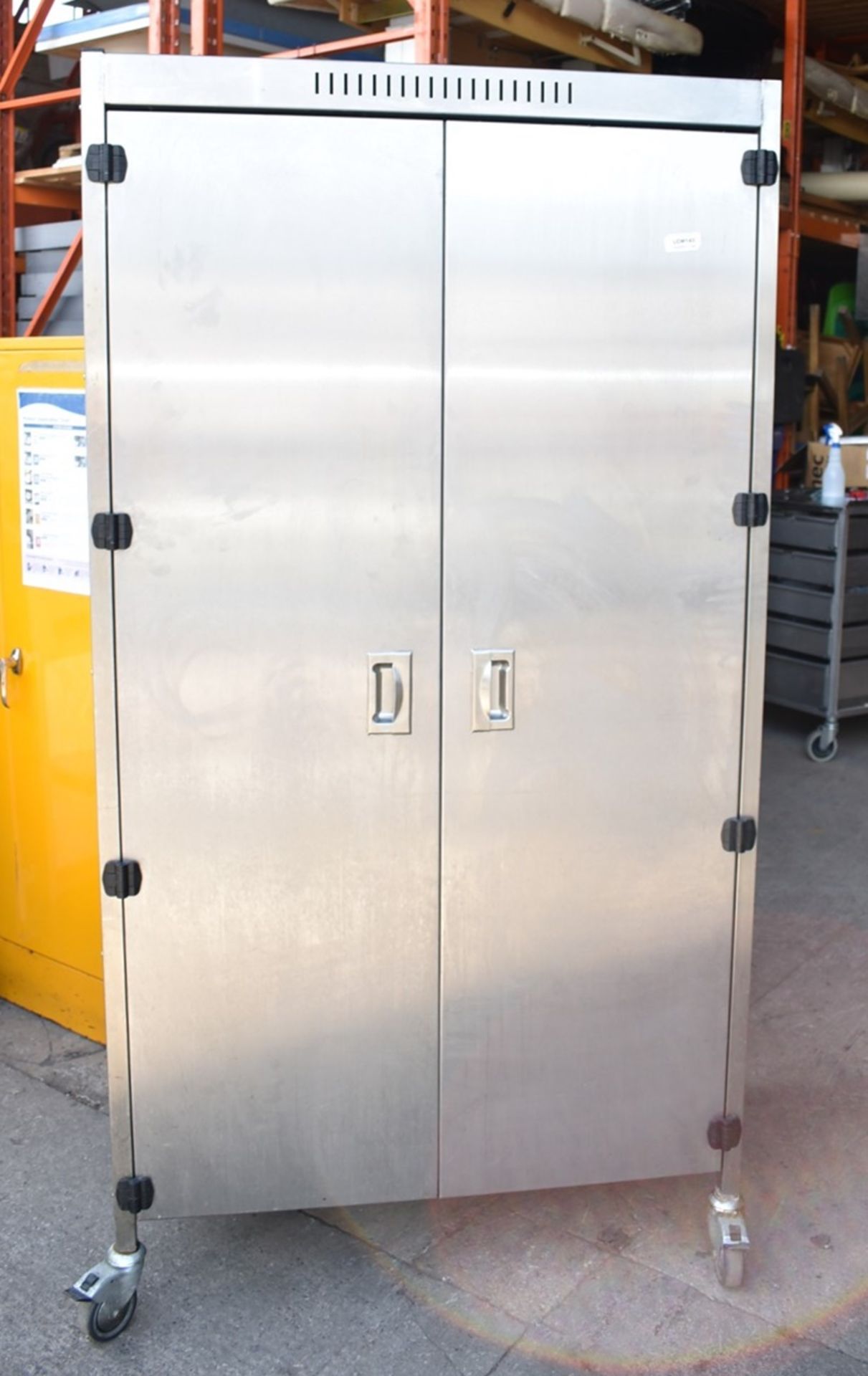 1 x Stainless Steel Two Door Upright Mobile Storage Cabinet - Recently Removed From Major Supermarke - Image 3 of 9