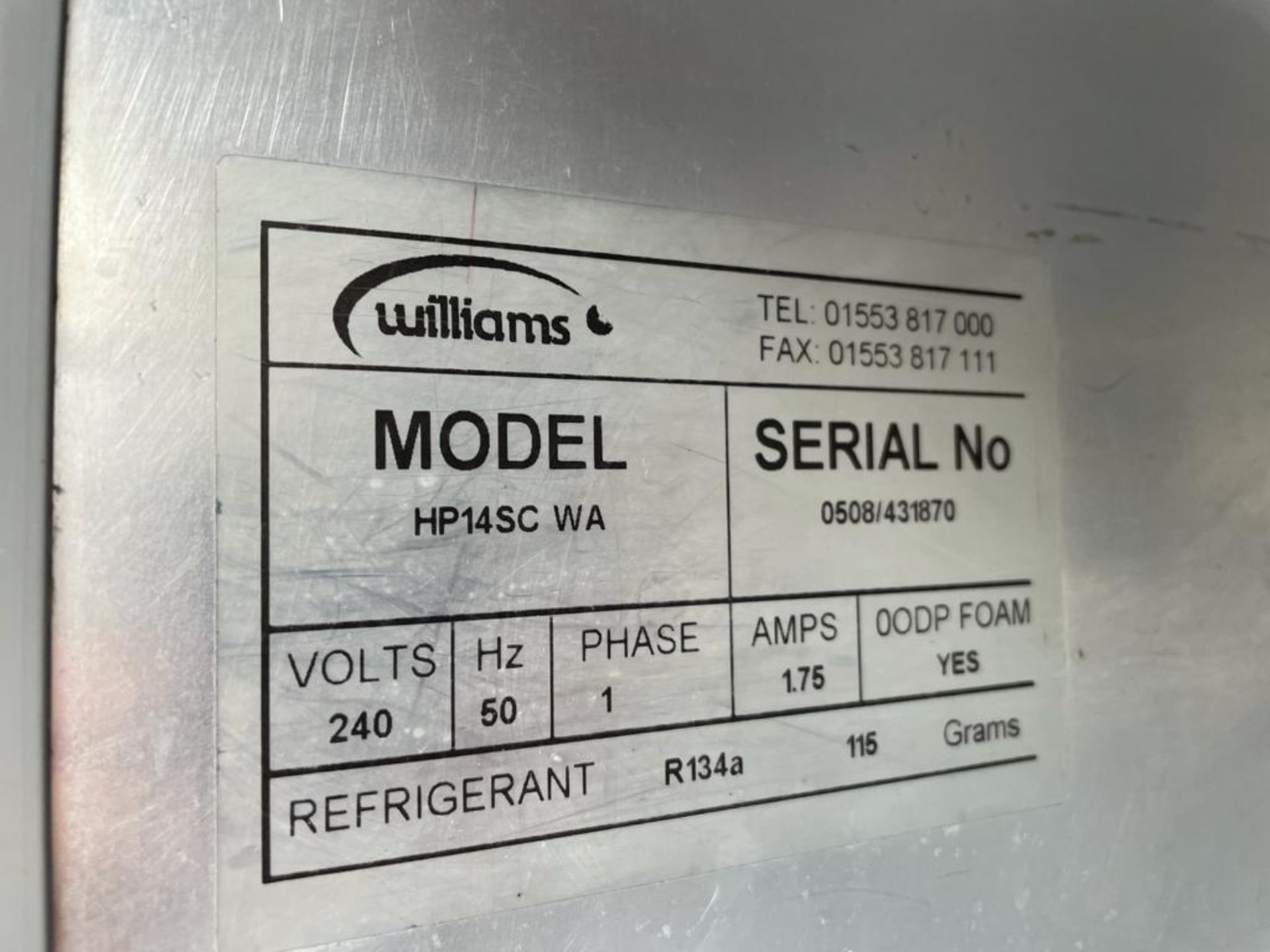 1 x Williams Upright Refrigerator - Model HP14SC - CL667 - Location: Brighton, Sussex, - Image 2 of 4