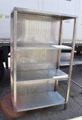 1 x Stainless Steel Commercial Kitchen Shelf Unit - Three Tier With Closed Back Panel - Recently Rem