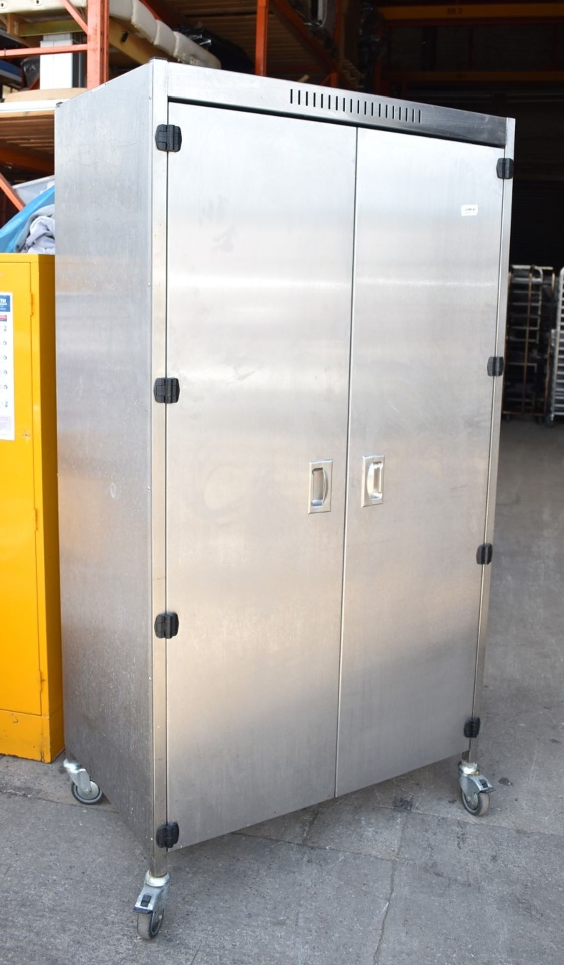 1 x Stainless Steel Two Door Upright Mobile Storage Cabinet - Recently Removed From Major Supermarke