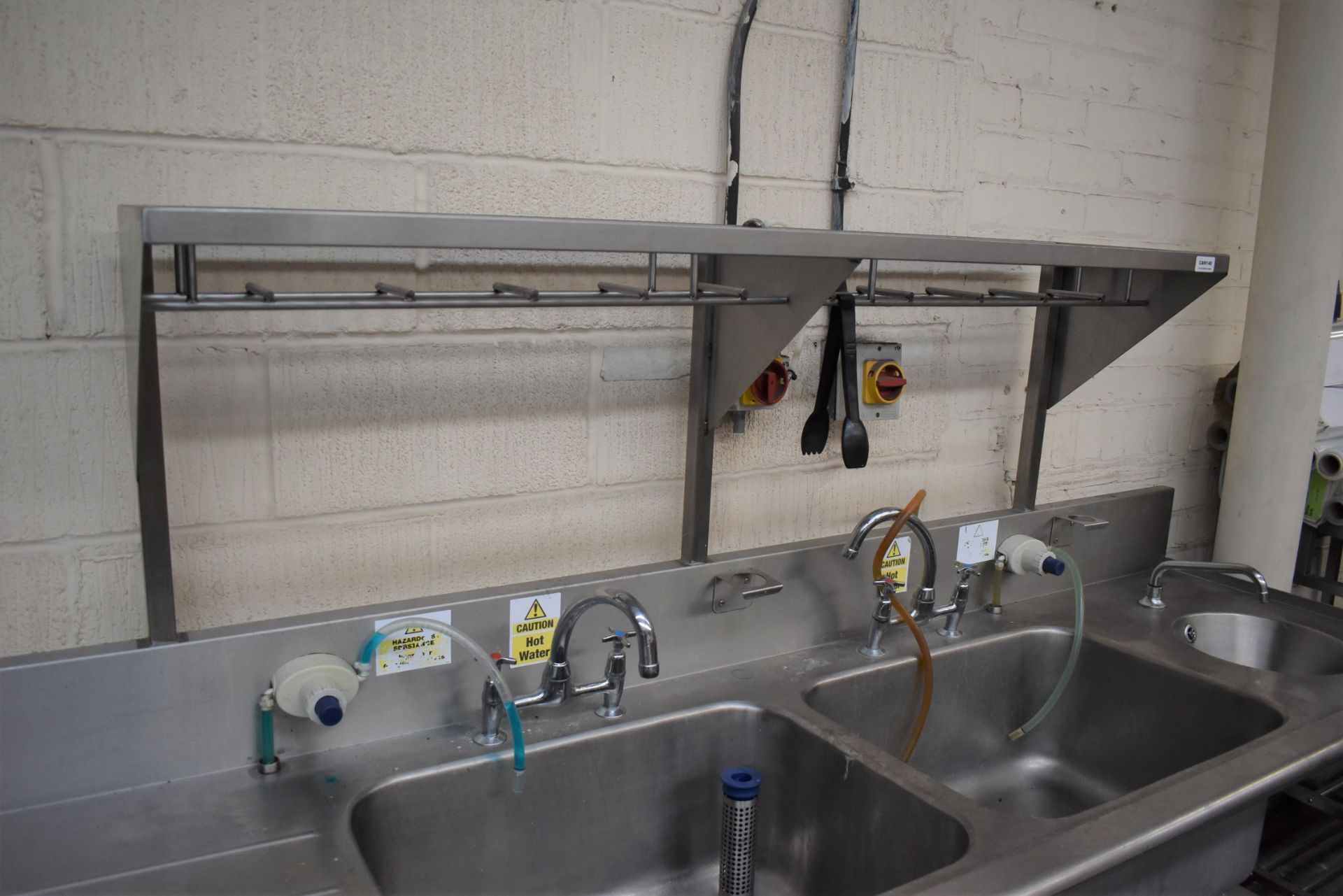 1 x Stainless Steel Commercial Wash Basin Unit With Twin Sink Bowl, Mixer Taps, Undershelf, Upstands - Image 7 of 8