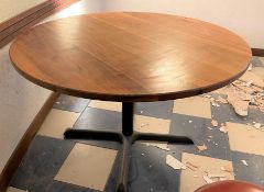 21 x Wooden Restaurant Dining Tables With Metal Bases - Includes Small, Medium and Large Sizes -