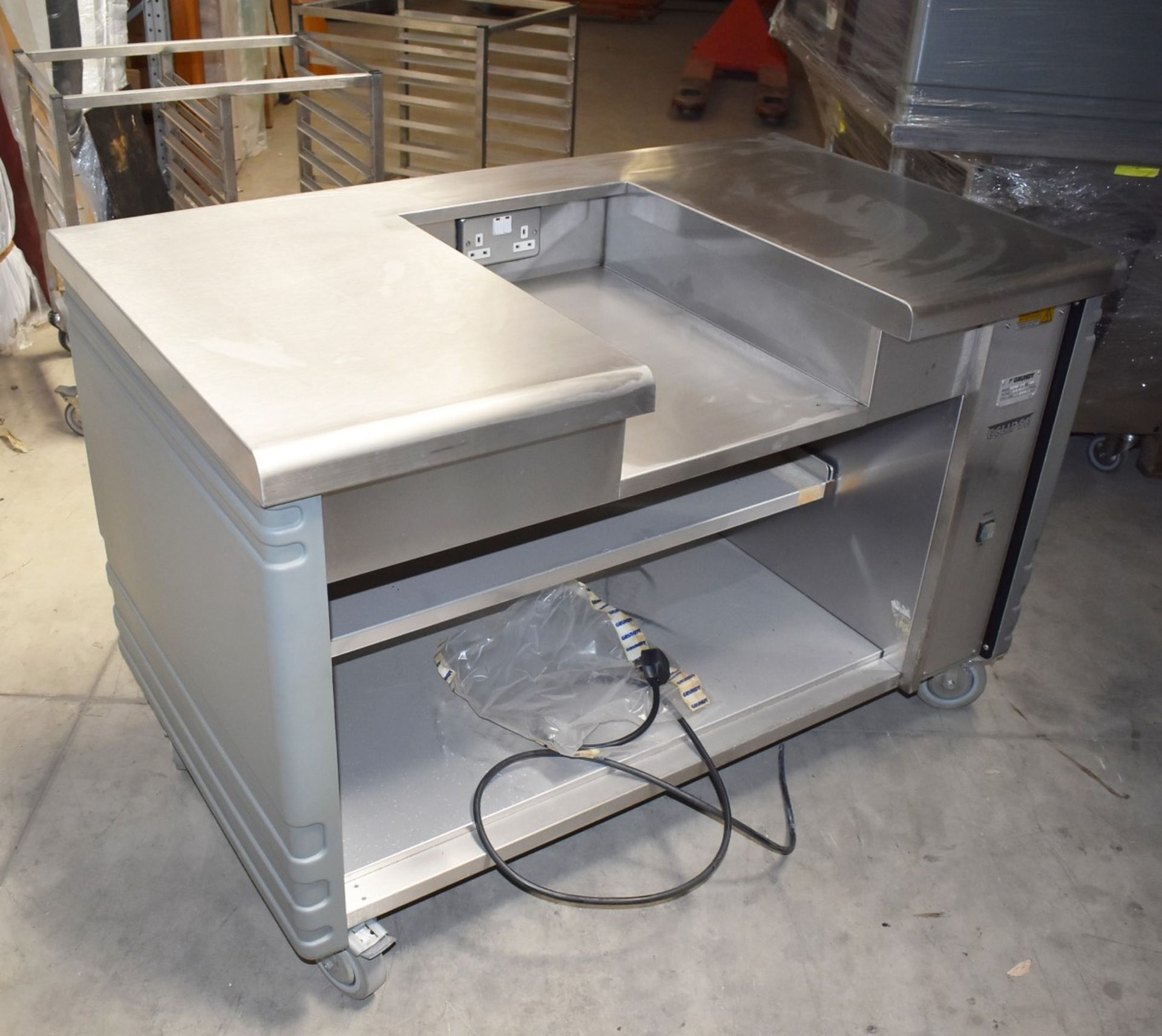 1 x Grundy Commercial Mobile Servery Unit With Stainless Steel Top Featuring Insert For Appliance or - Image 3 of 12
