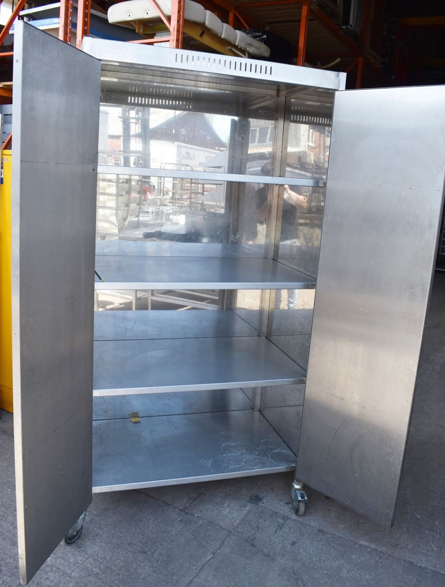1 x Stainless Steel Two Door Upright Mobile Storage Cabinet - Recently Removed From Major Supermarke - Image 6 of 9