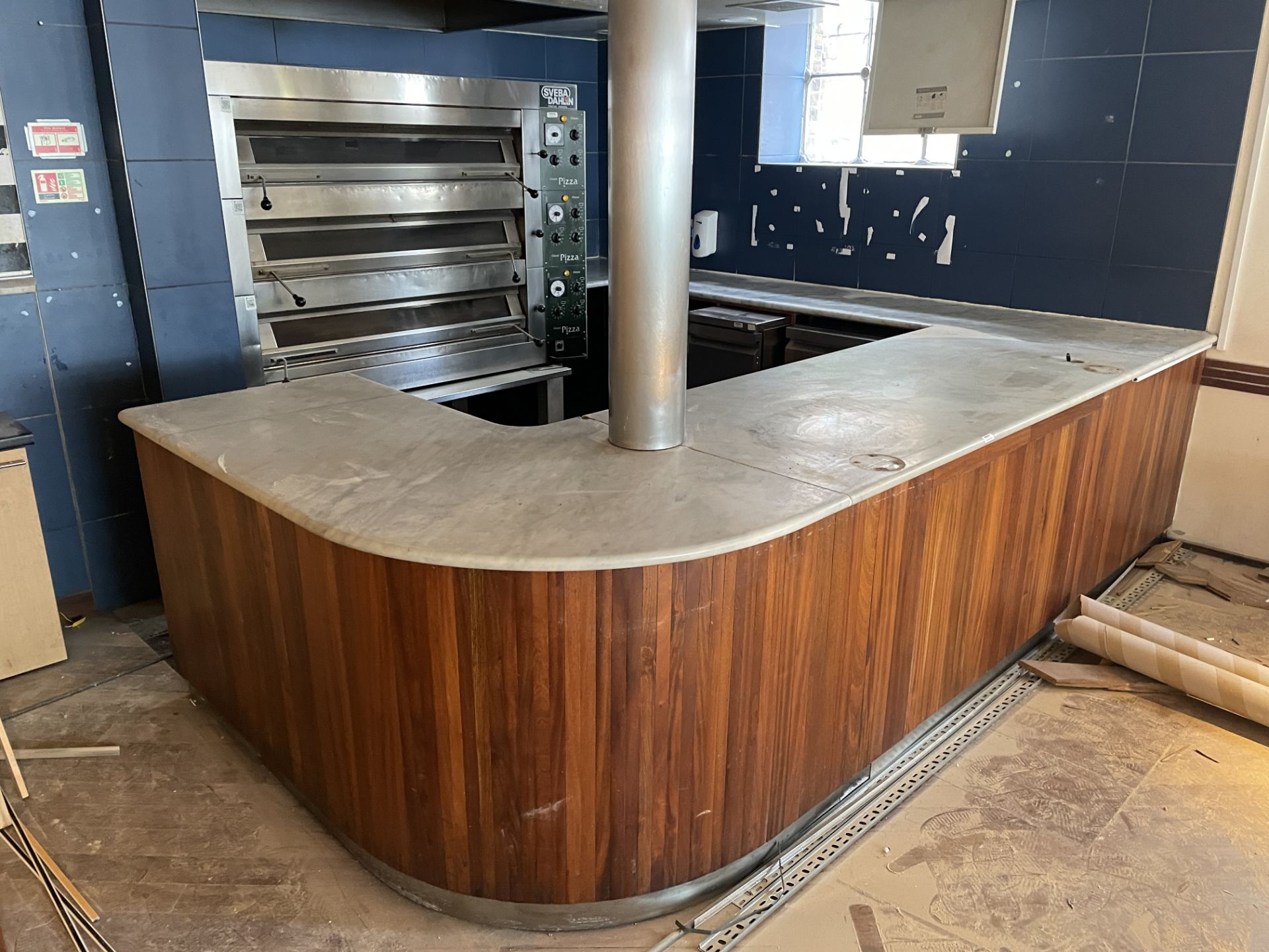 1 x Restaurant Service Bar Featuring Marble Top, Wood Panel Fascia and Rear Prep Area With Hand Wash - Image 10 of 15