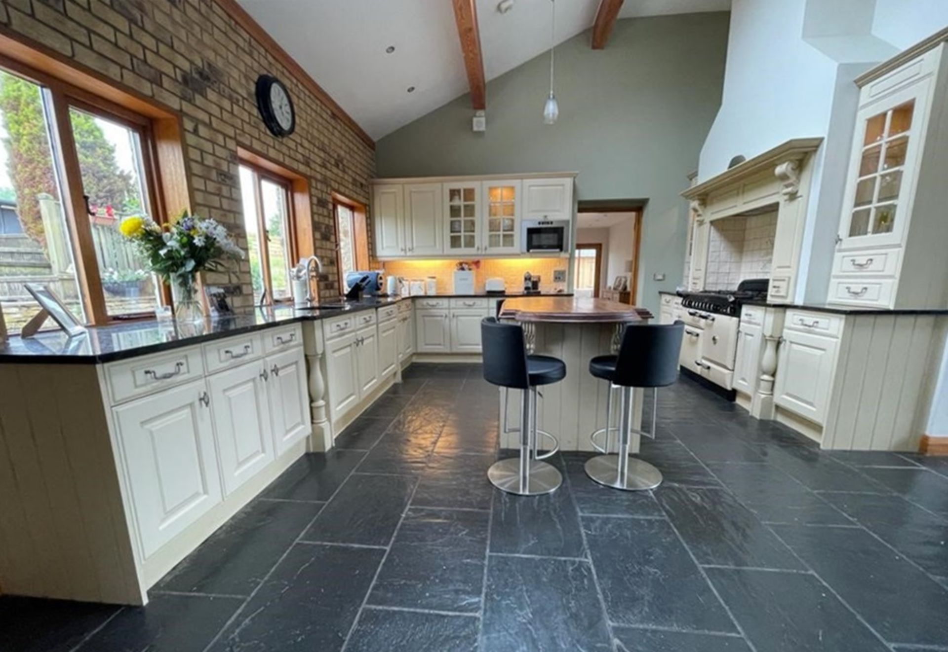 1 x Solid Wood Hand Painted Fitted Kitchen With Contemporary Island and Granite Worktops - NO VAT ON
