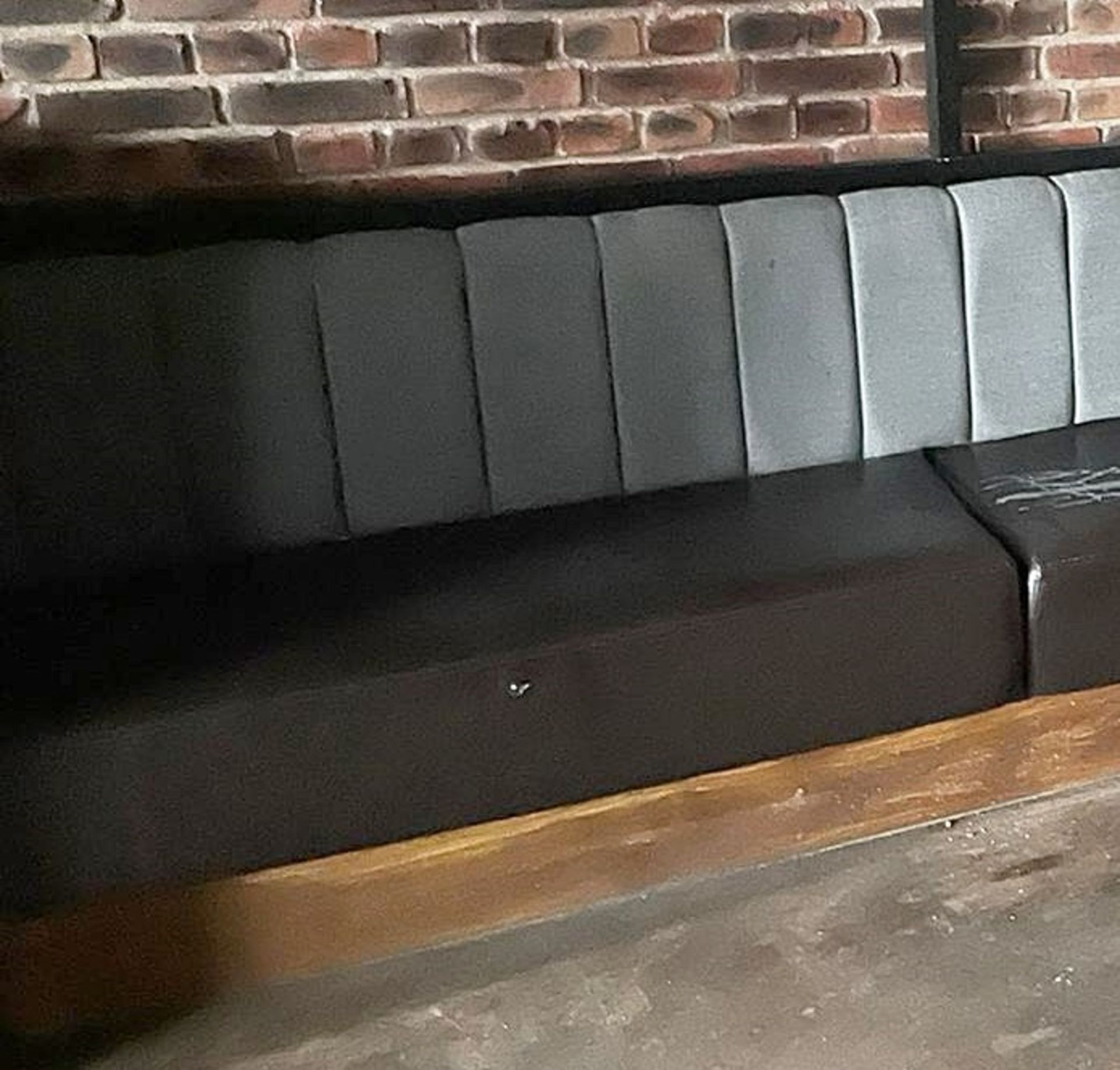 1 x Long Corner Seating Bench With Brown Leather Seats and Grey Backrests - Comes in Multiple - Image 3 of 3