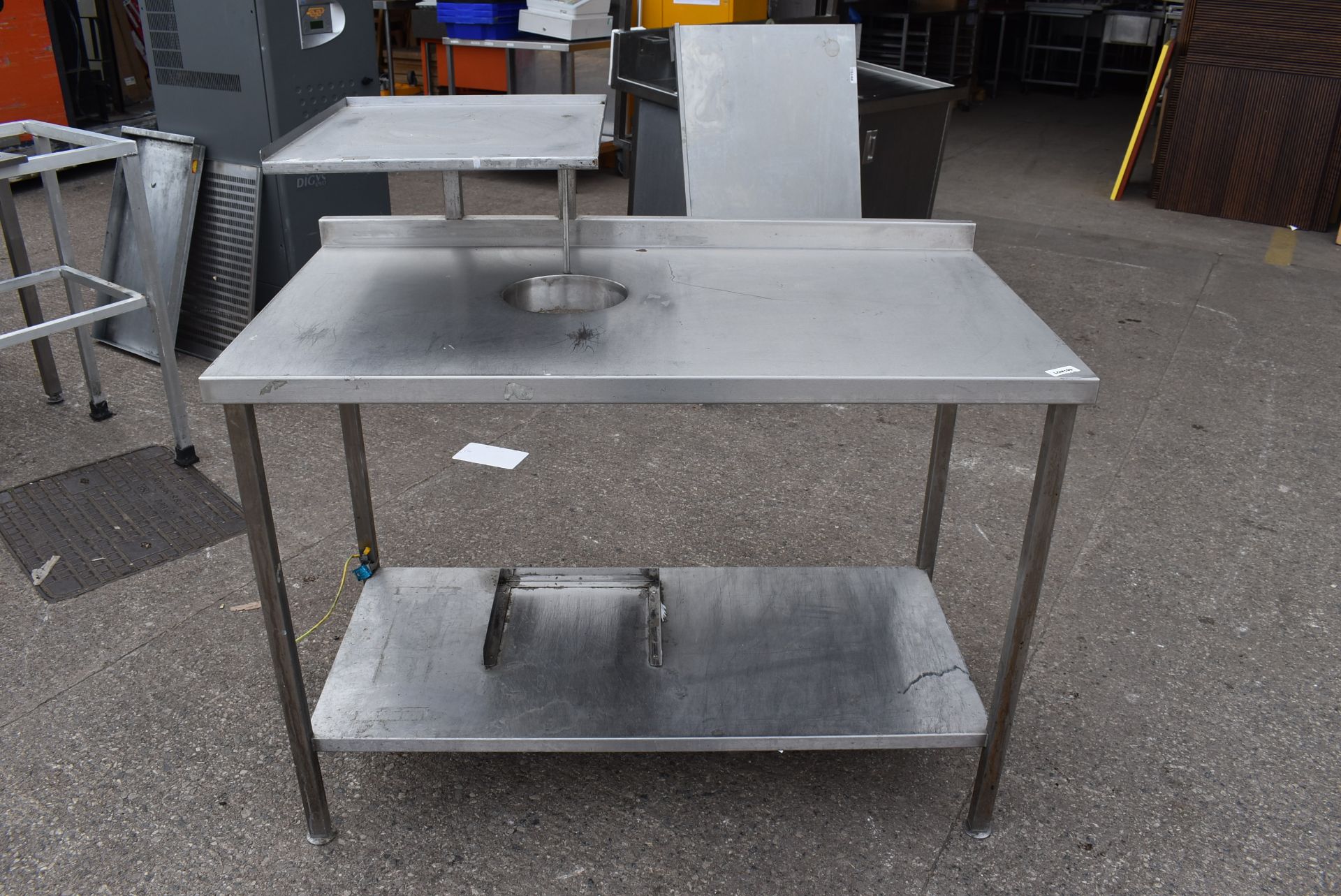 1 x Stainless Steel Workstation With Label Printer Shelf and Bin Chute - Dimensions: H86 x W120 x - Image 2 of 7