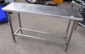 1 x Stainless Steel Kitchen Prep Table - Dimensions: H86 x W143 x D47 cms - Recently Removed From