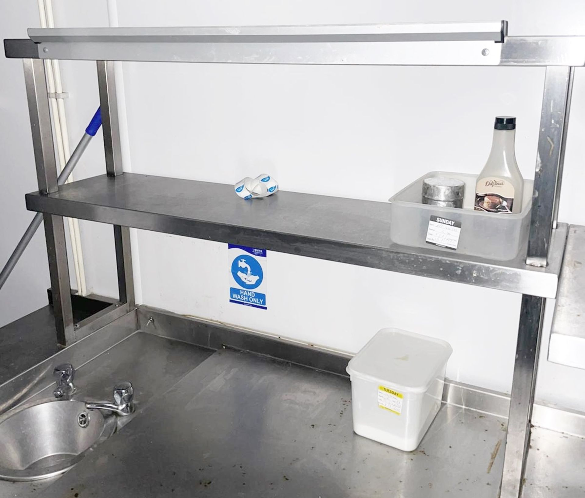 1 x Stainless Steel Prep Table With Hand Wash Basin, Shelves, and Ticket Rail - Dimensions: H90 x - Image 2 of 2