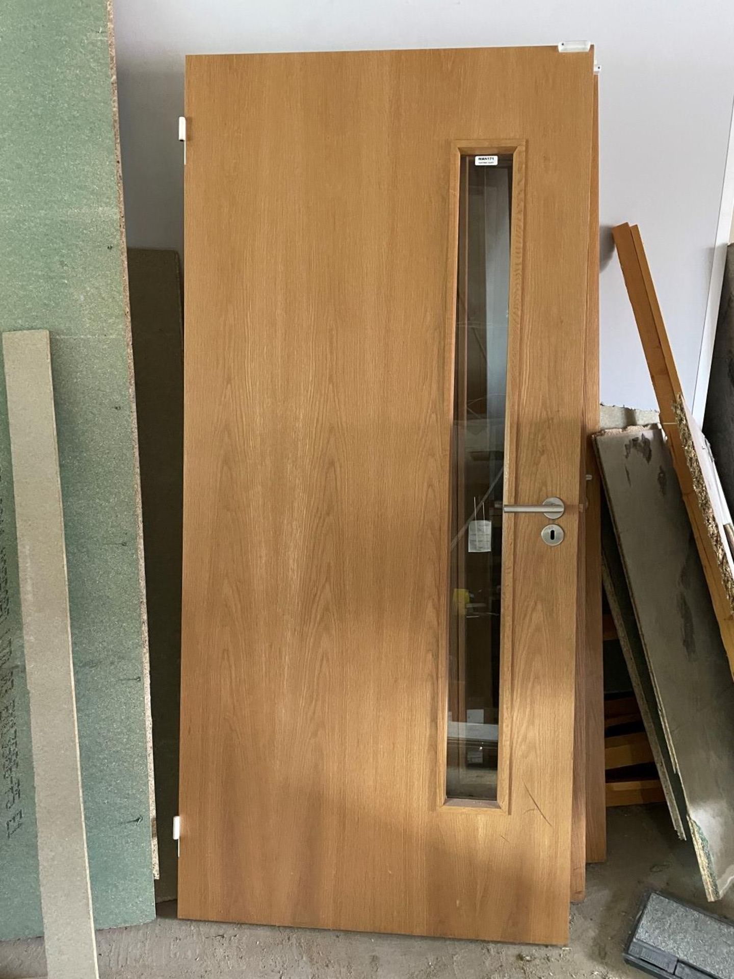 4 x Office Fire Doors With Glass Window And Stainless Steel Lock - Dimensions: H204 x W93 x D4.2cm