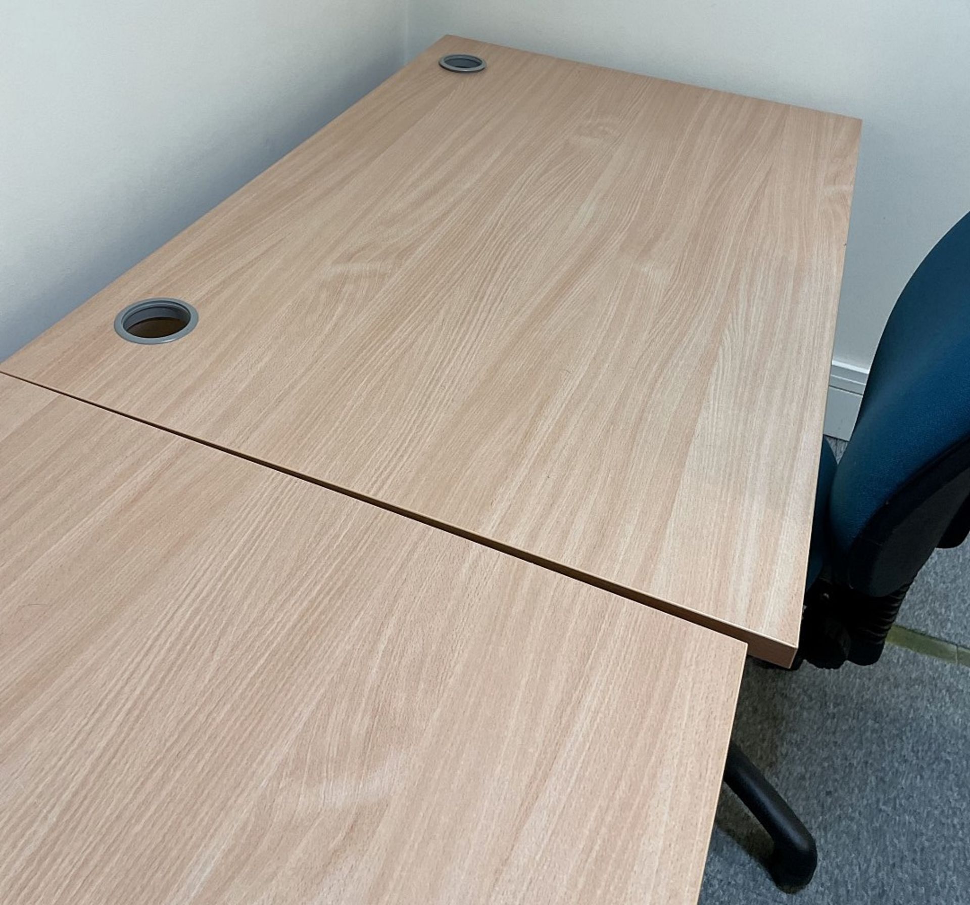 2 x Rectangular Office Desks Featuring A Beech Finish And Cable Ports - Image 2 of 5