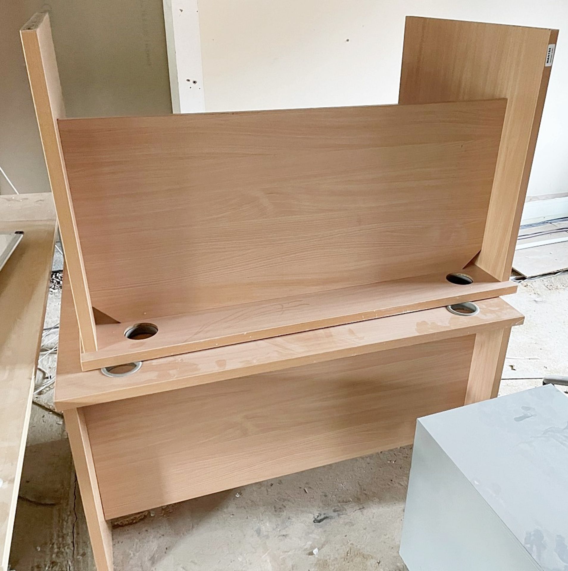 2 x Rectangular Office Desks Featuring A Beech Finish And Cable Ports - Image 3 of 5