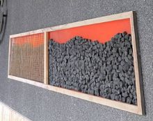 1 x Large Original Piece Of Wall Art Featuring Coal In A Wooden Frame