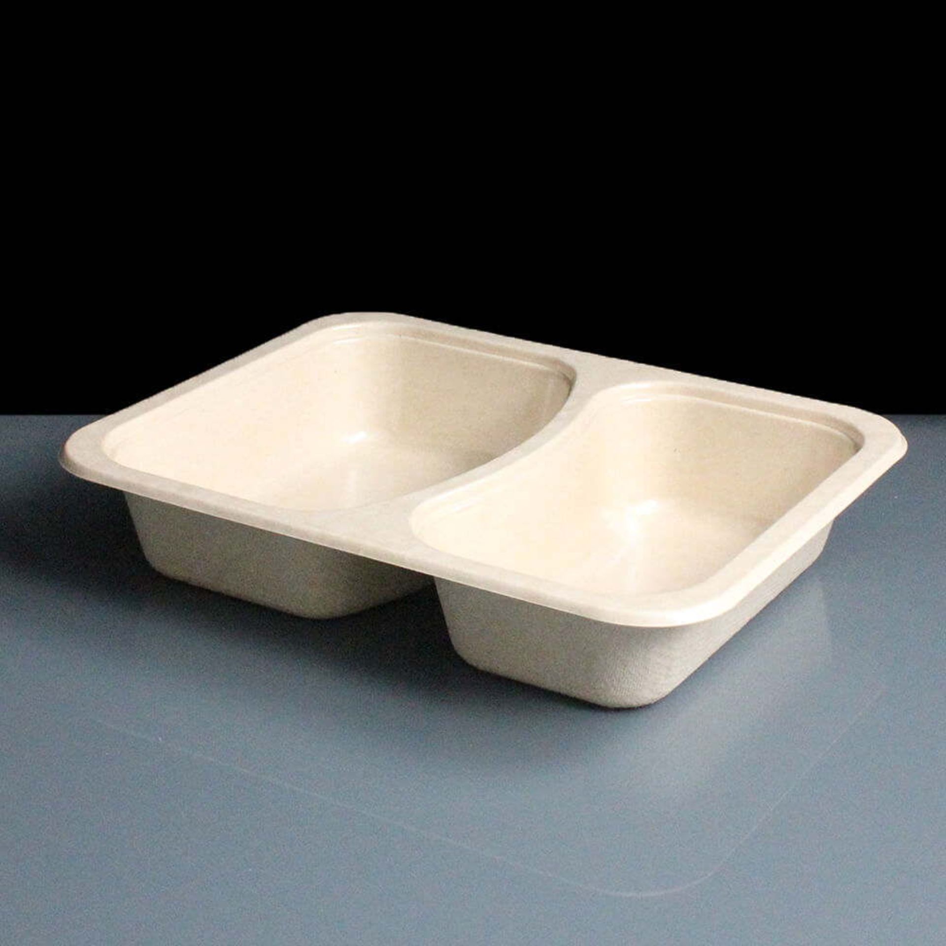 320 x Two Compartment Food Trays - Paper Based With 95% Less Plastic - Can Be Used in Freezers and