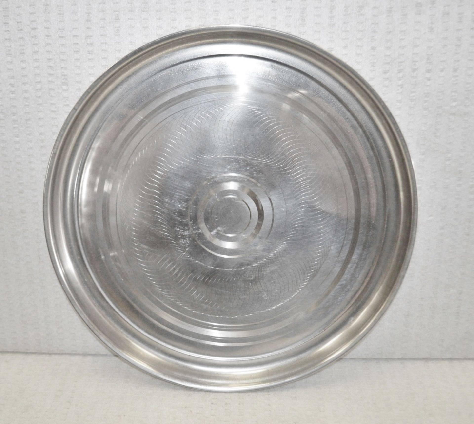 3 x Large Silver Stainless Steel Silver Serving Trays - Dimensions: L45 x W45 cm - Recently - Image 2 of 3