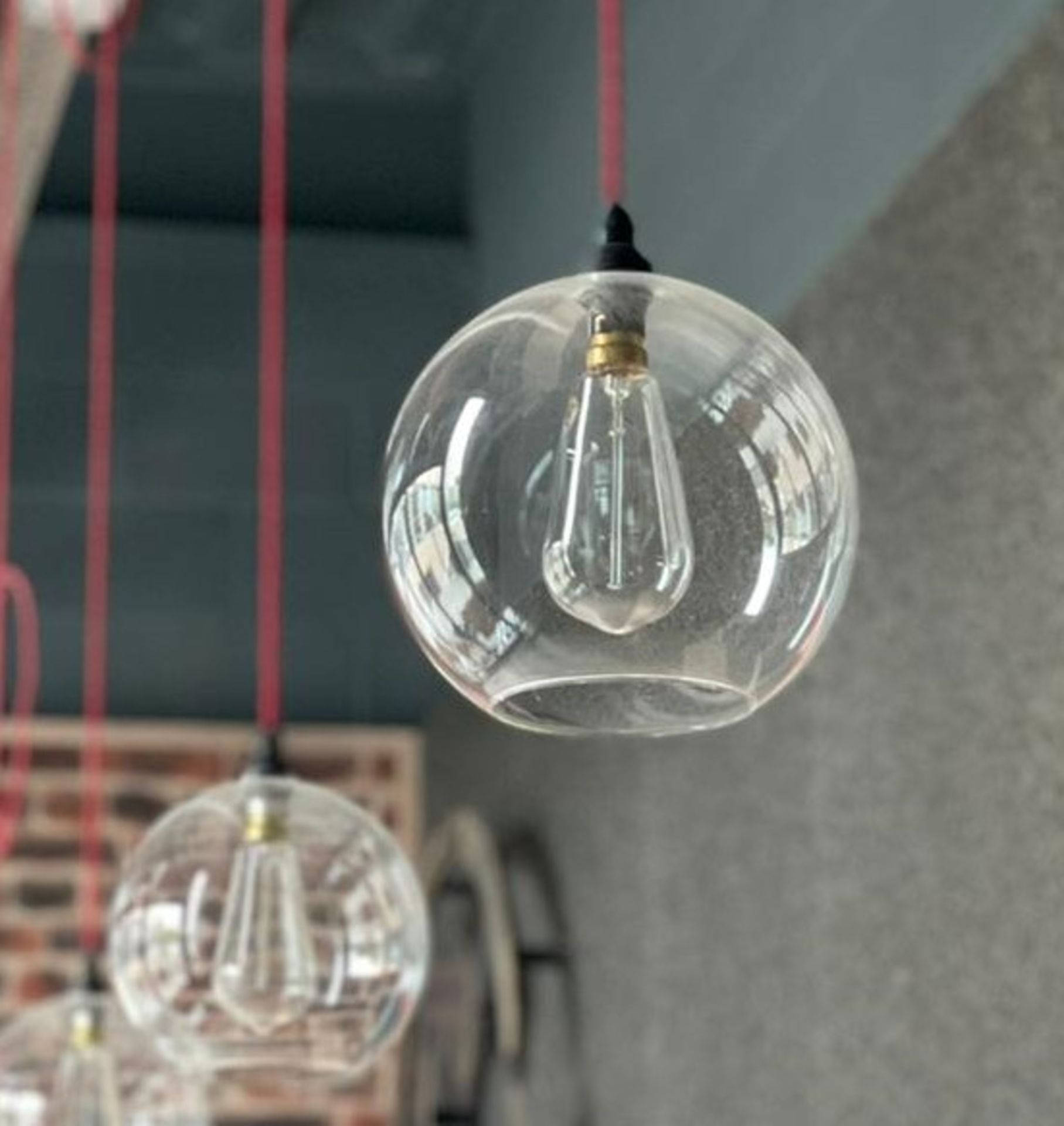 7 x Suspended Ceiling Pendant Lights With Clear Glass Shades - CL674 - Location: Telford,