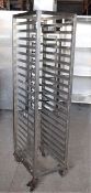 1 x Bakers 18 Tier Mobile Tray Rack - Stainless Steel With Castors - Recently Removed From Major