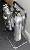 2 x Chrome Fire Extinguishers With Stand - CL674 - Location: Telford, TF3 Collections: This item