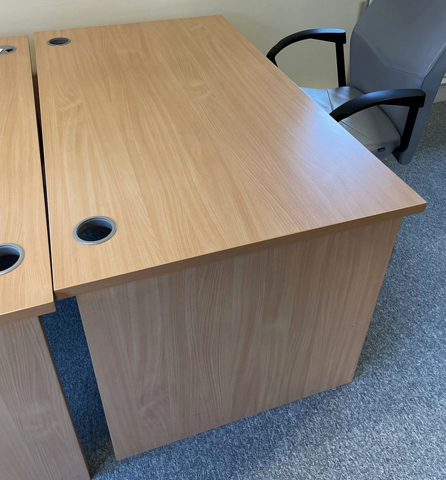 2 x Rectangular Office Desks Featuring A Beech Finish And Cable Ports - Image 5 of 5