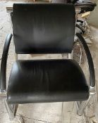 A Pair Of KLOBER Executive Meeting Chair With Arms In Black Leather & Chrome - Dimensions: H76 x