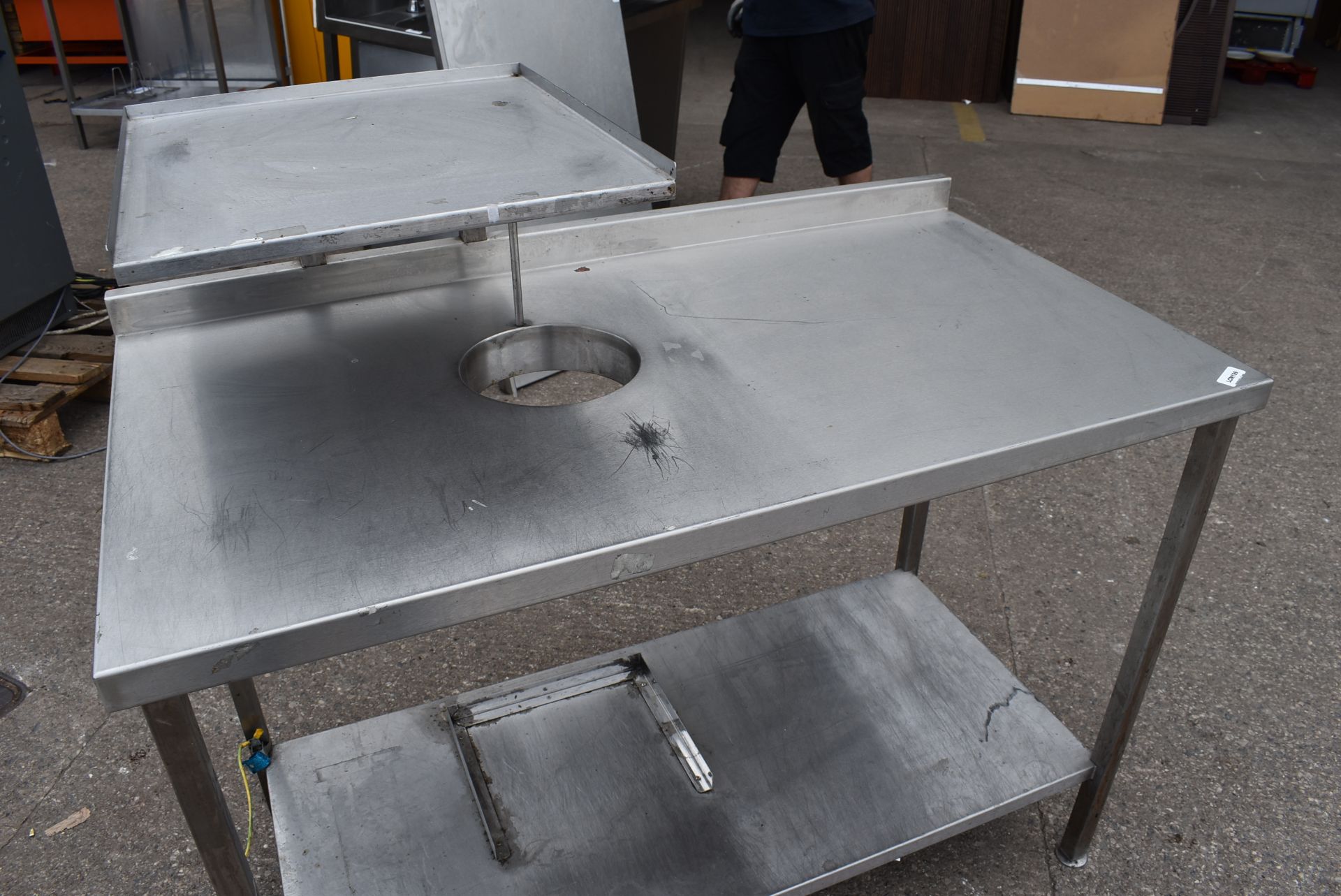 1 x Stainless Steel Workstation With Label Printer Shelf and Bin Chute - Dimensions: H86 x W120 x - Image 6 of 7