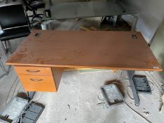 1 x Wooden Desk With Two Drawers And Metal Base - Dimensions: H73 X W160 X D80 Cm - From A Working