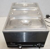1 x Chefmaster Wet Well Bain Marie complete with Gastronorms and Lids - Recently Removed From A