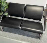 1 x Klöber Tezett Designer 2-Seater Sofa In Black Leather And Chrome With Arms - Made In Germany -