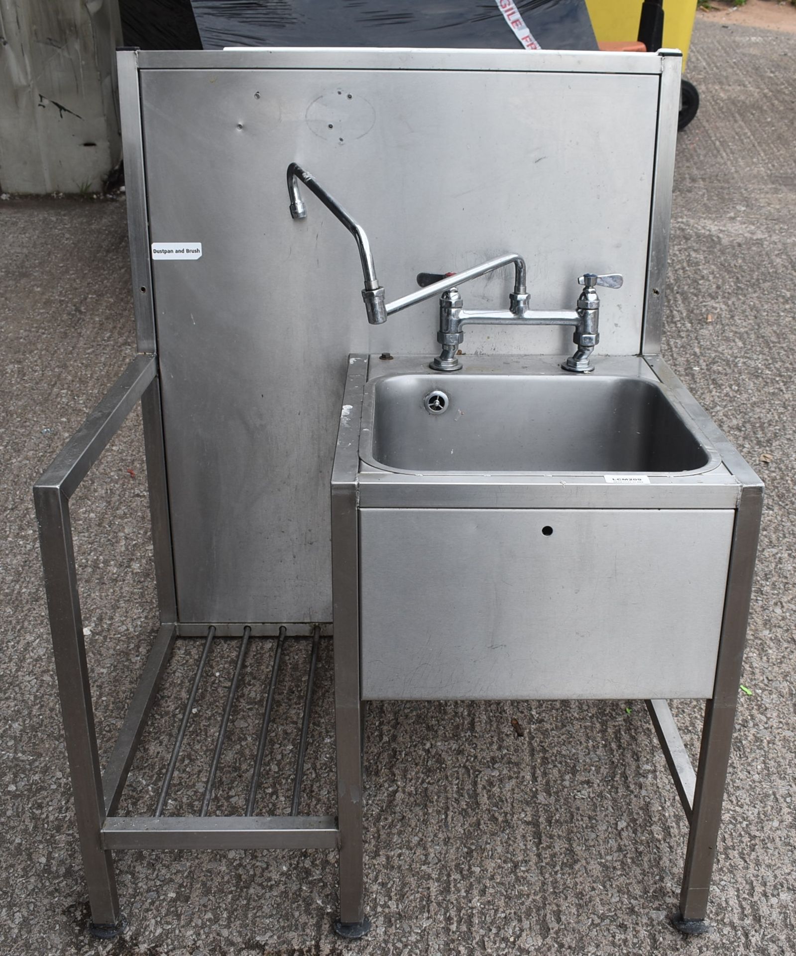 1 x Stainless Steel Janitorial Wash Station With Splashback and Mixer Tap - Recently Removed From
