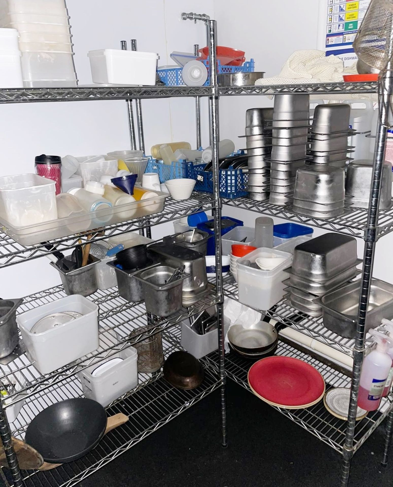 2 x Commercial Kitchen Storage Shelves - Contents Included - CL674 - Location: Telford, TF3
