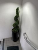 1 x Large Artificial Twisted Plant In Decorative Pot - Dimensions: Plant H185 Cm Base: 80x40 Cm -