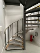 1 x Spiral 16-Step Staircase With Banister, And Balustrade Enclosure To The Top - To Be Removed From