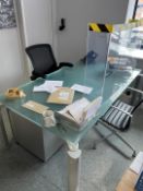 1 x Large BABIN Branded Office Table Fitted Glass Top With Metal Base  - Dimensions: H74 x W180 x