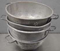 4 x Stainless Steel Commercial kitchen Colanders - Dimensions: 42cm Diameter - Recently Removed From