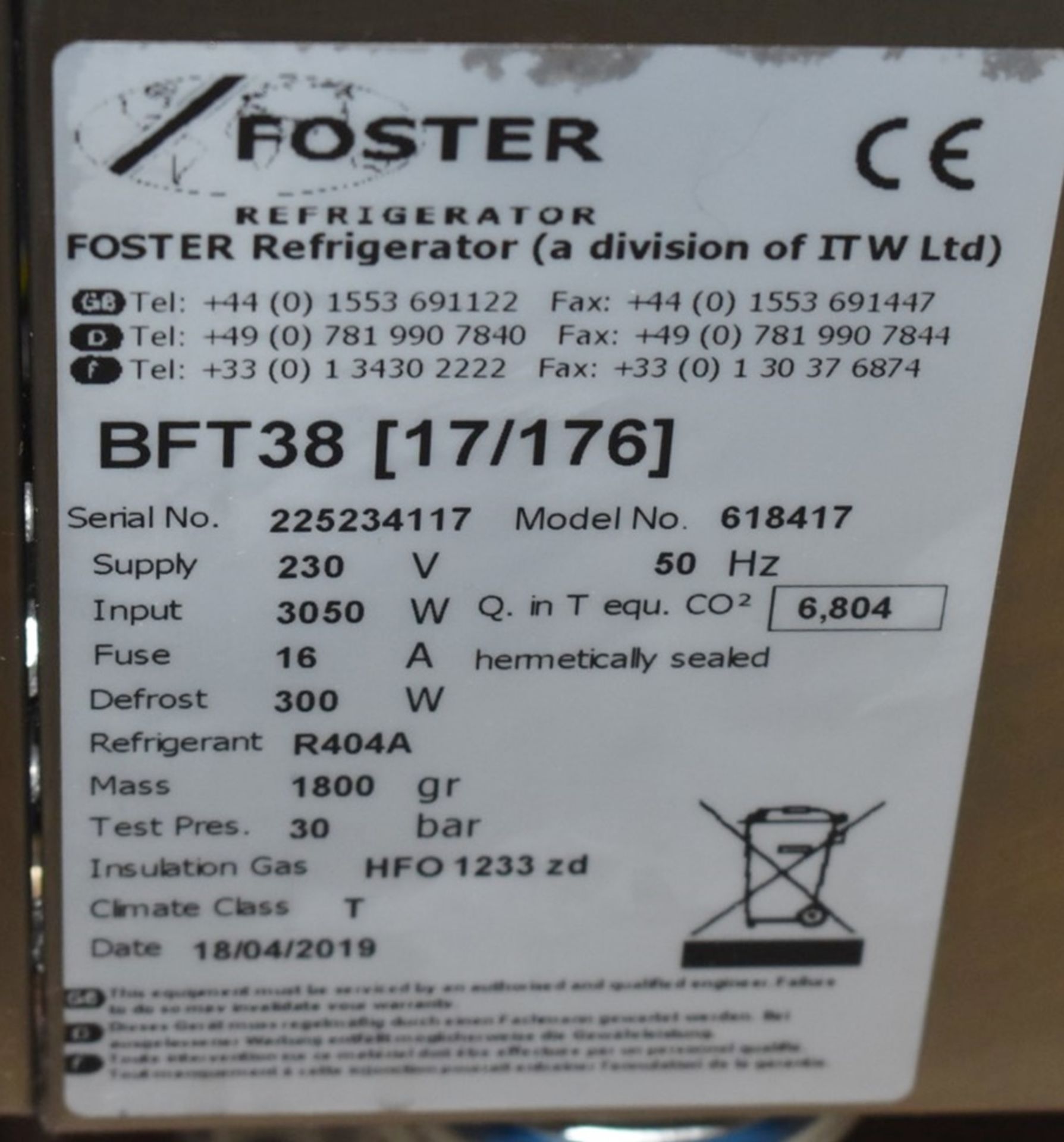 1 x Foster BFT38 Blast Freezer - 2019 Model - Includes Full Set of Internal Trays - RRP £8,322 - - Image 6 of 18