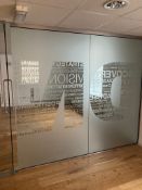2 x Large Glass Office Divider Panels - To Be Removed From An Executive Office Environment - CL681 -