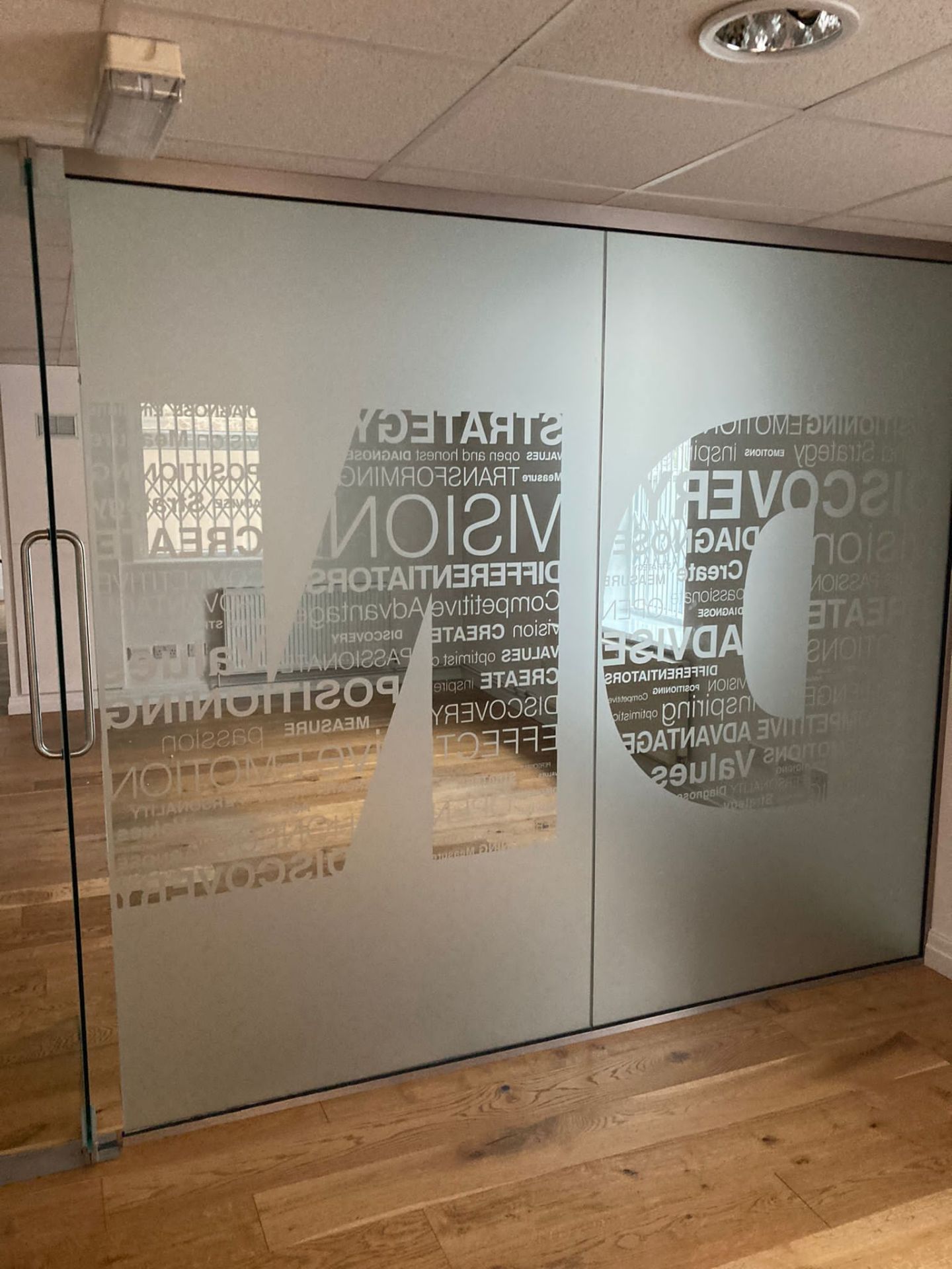 2 x Large Glass Office Divider Panels - To Be Removed From An Executive Office Environment - CL681 -