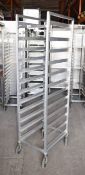 1 x Stainless Steel Commercial Kitchen Tray Rack on Wheels - Suitable For Upto 12 Trays Measuring 38