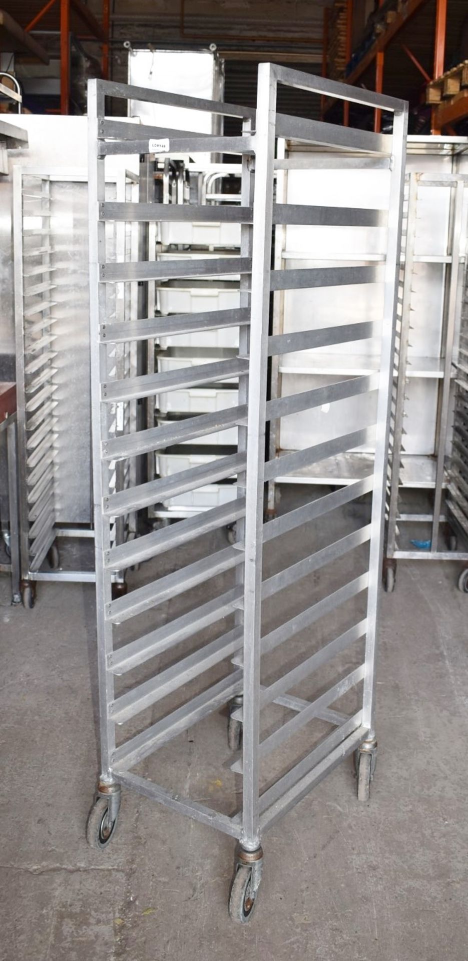 1 x Stainless Steel Commercial Kitchen Tray Rack on Wheels - Suitable For Upto 12 Trays Measuring 38