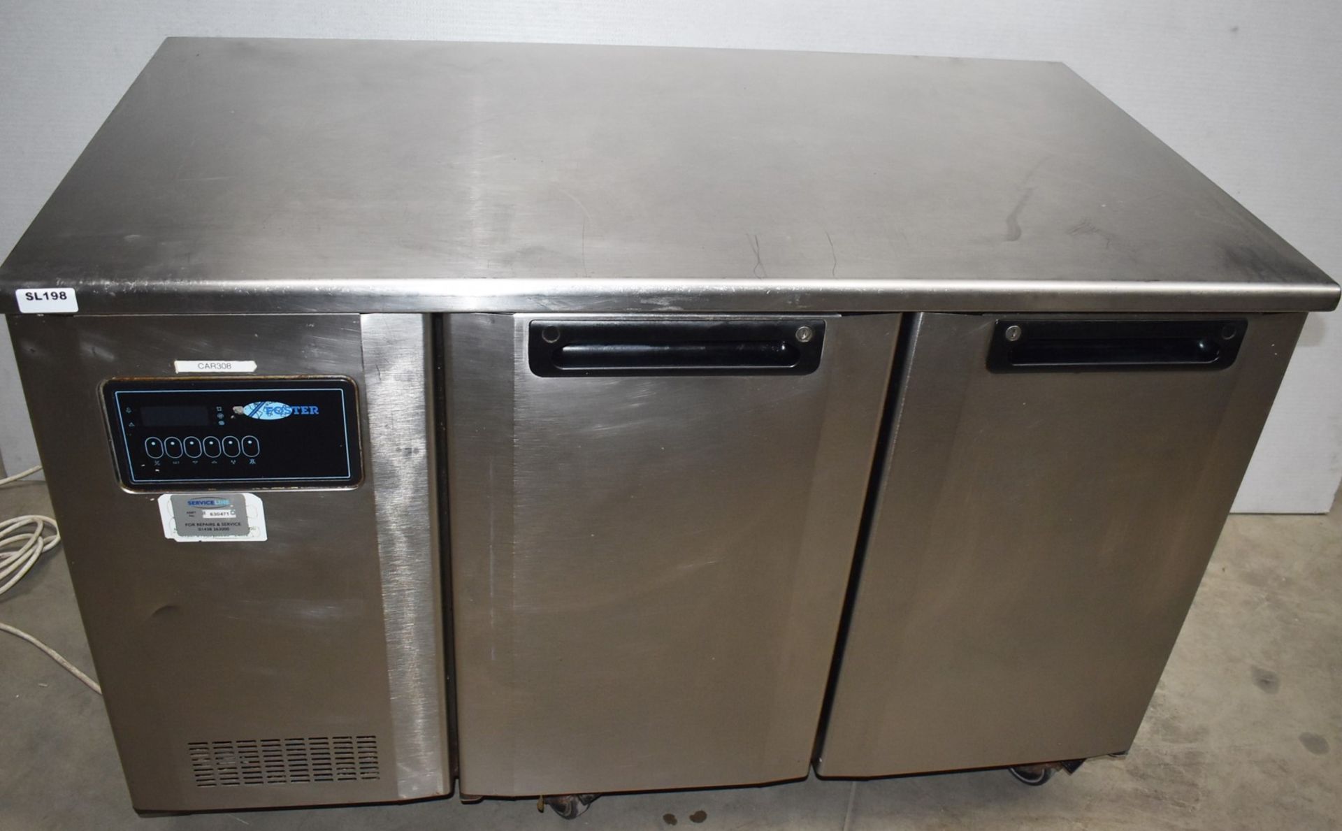 1 x Foster Two Door Countertop Refrigerator With Stainless Steel Exterior - Recently Removed From