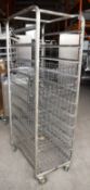 1 x Bakers 11 Tier Mobile Tray Rack With 8 Removable Wire Baskets - Stainless Steel With Castors -