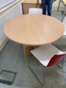 1 x Infinity Wooden Circular Meeting Table In A Beech Finish - Dimensions: Diameter 120cm / Height