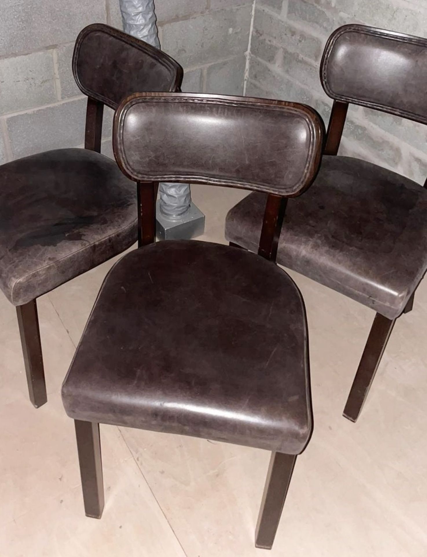 8 x Dining Chairs Including 3 x Brown Leather Chairs and 5 x Orange Stackable Chairs - CL674 -