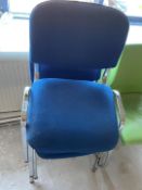 4 x Blue Fabric Chairs With Metal Base and 1 Black Fabric Chair With Metal Base   - From A Working